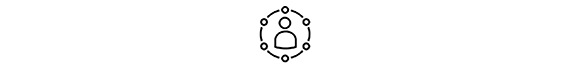 icon including connected small circles surrounding a man