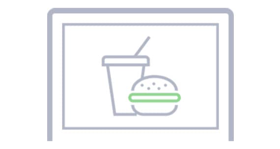 icon including a burger and drink on display screen