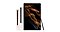 Rear view of the Pink Gold Galaxy Tab S8 next to a rear view of the Silver Galaxy Tab S8+ and a front view of the Graphite Galaxy Tab S8 Ultra with an S Pen leaned against it.