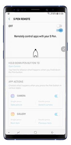 S Pen remote menu