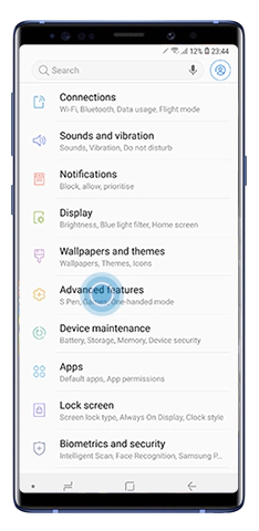 Tap Advanced Features from Settings