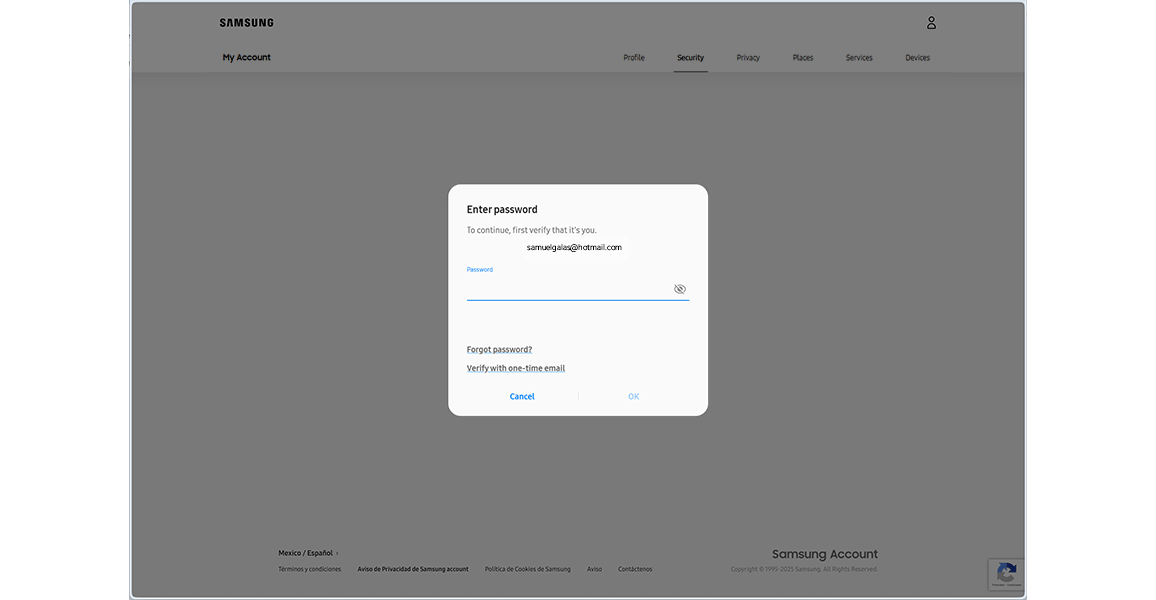 Verify identity screen.