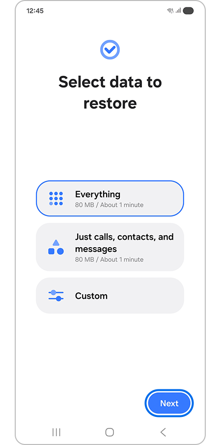 Tapping the Next button