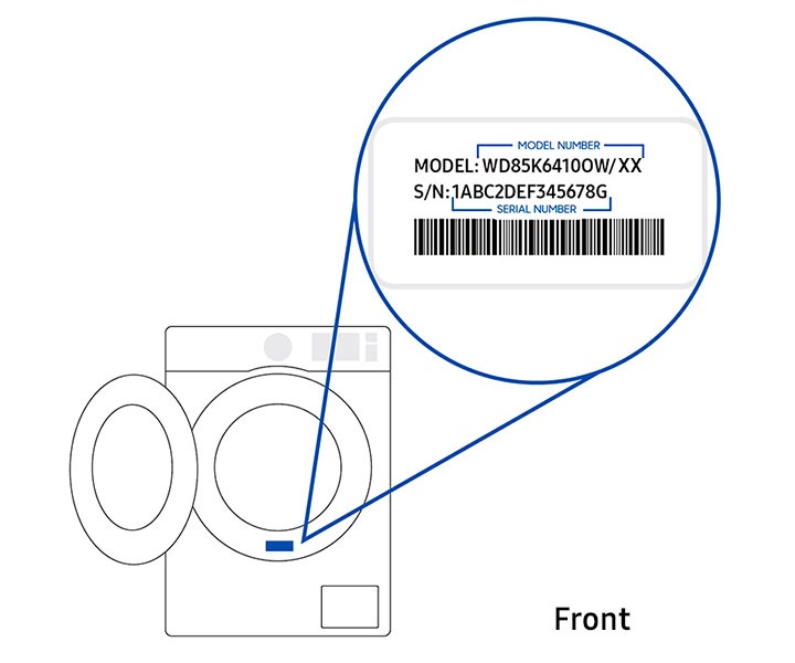 Imagen donde se muestra la forma de ubicar el modelo de una Lavadora