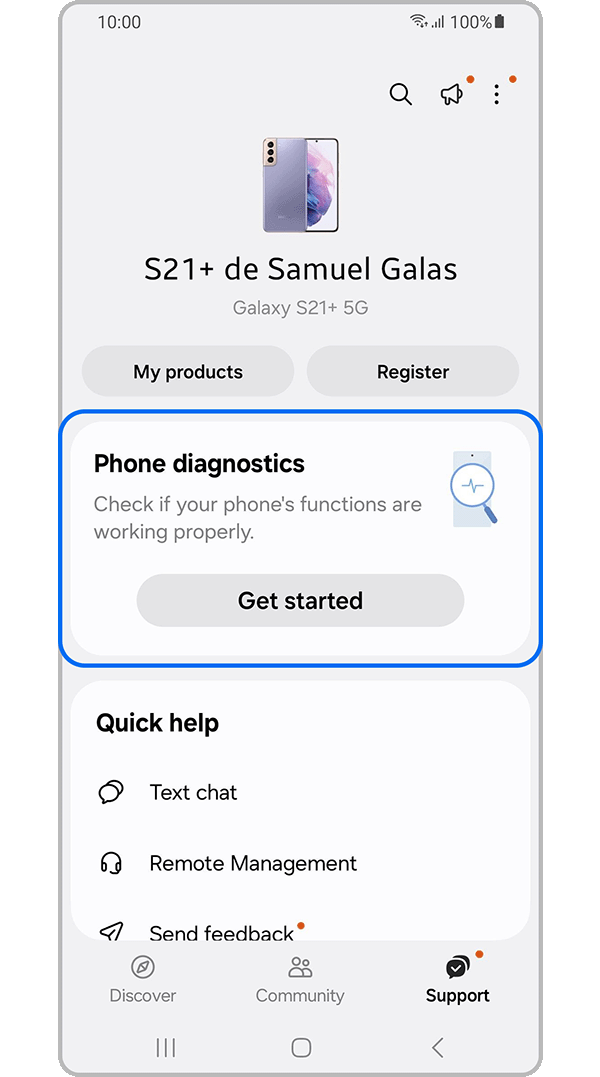 Ver pruebas en Diagnóstico