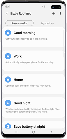 List of recommended Bixby Routines
