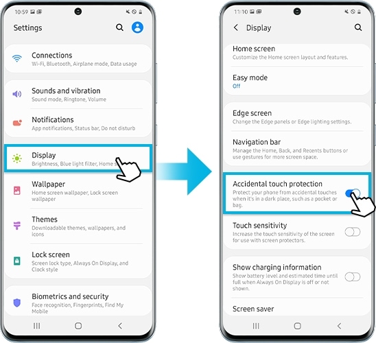 How to turn on Accidental touch protection