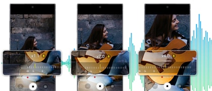 Recording the sound of a guitar using the Zoom-in mic function of Note10