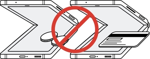 Image of cards or coins placed on the main screen of the device