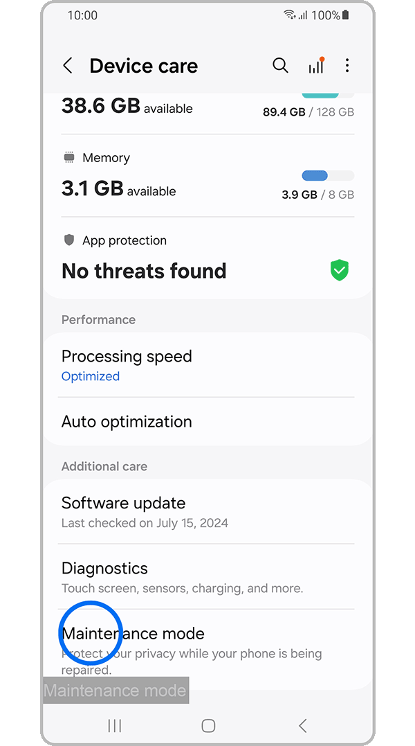 3.- Touch Maintenance Mode.
