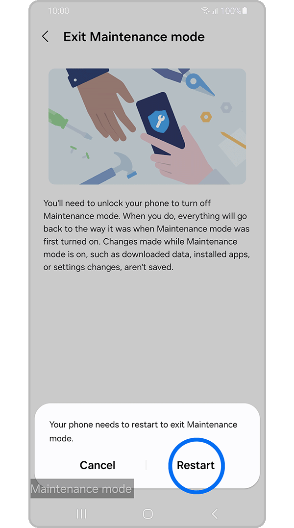5.- Touch Restart to confirm.