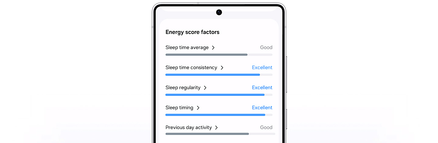 Galaxy Watch 8 displaying end results of sleep energy score, helping users optimize recovery and rest.