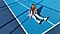 Golden hour photography shot of woman sitting on the tennis court