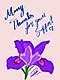 An illustration of a purple lily flower with pink inner details. The illustration is on a light pink background with the words "Many Thanks for your support" above the flower, handwritten in cursive.
