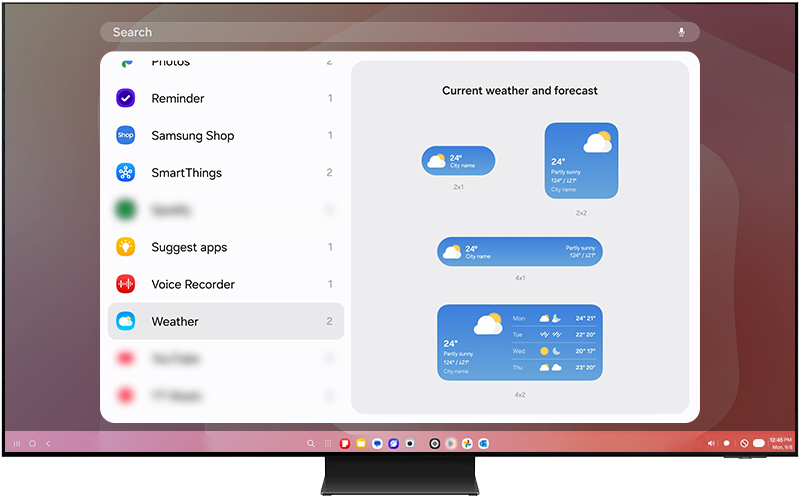 Selecting the Weather widget