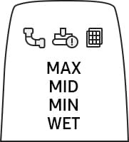 3 key icons on the jet cleaner display panel