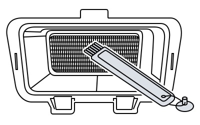 cleaning the filter with soft brush