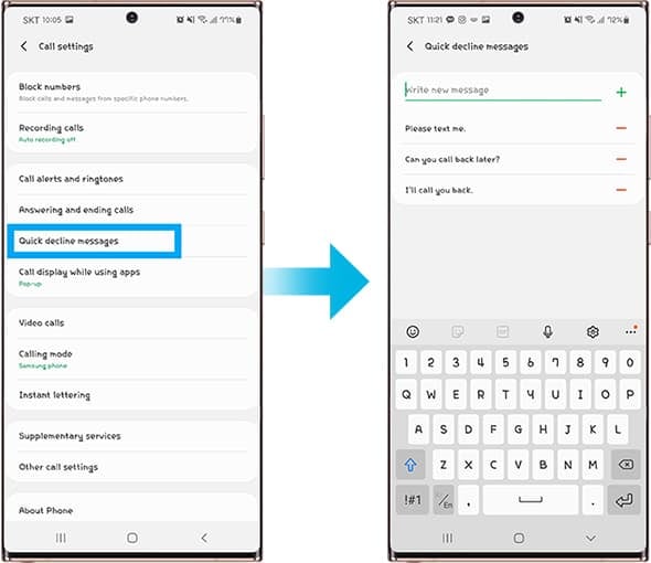 How to set quick decline messages