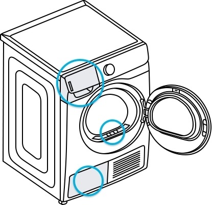 check the cleaning parts on the dryer