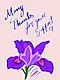 An illustration of a purple lily flower with pink inner details. The illustration is on a light pink background with the words "Many Thanks for your support" above the flower, handwritten in cursive.