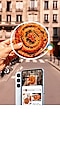 A pastry is circled for Circle to Search. A Galaxy smartphone screen shows Google search results that show multiple other images that look  similar to the pastry inside the circle.