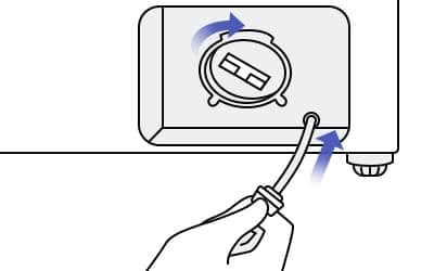 reinstall the filter by pushing it and turning it clockwise until secure