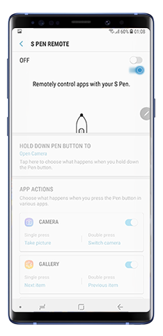 S Pen remote menu