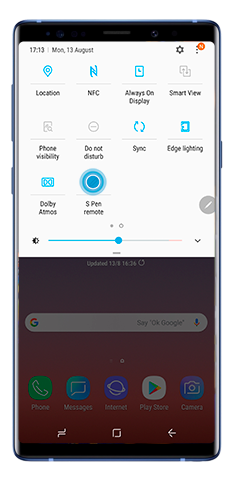 S Pen remote option in the notification panel