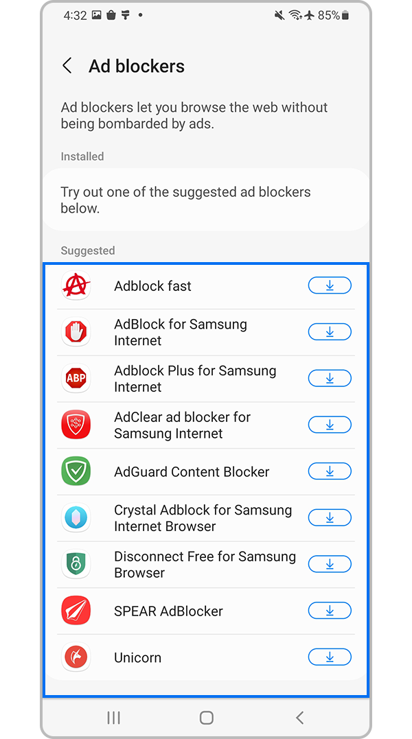 Select from Suggested apps