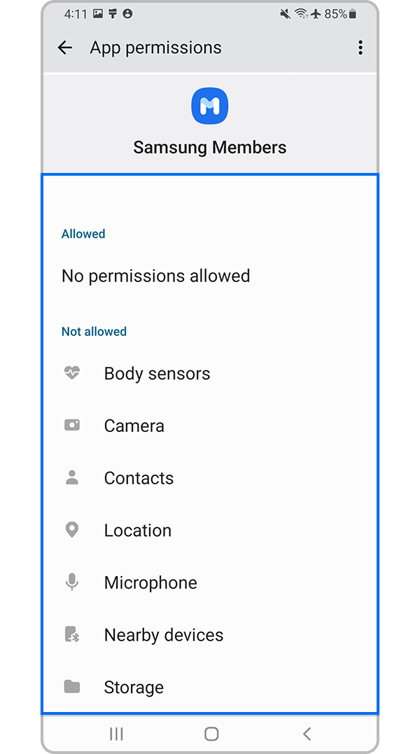 Allow permissions for app