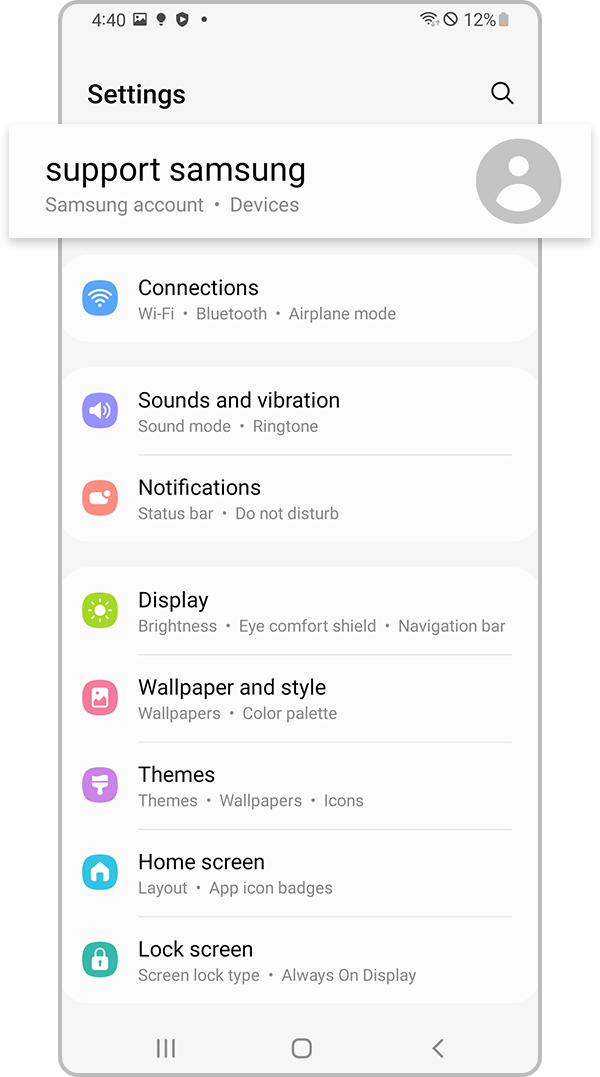 Select Samsung account