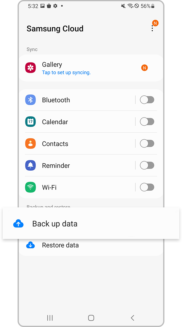 Samsung Cloud Back up data