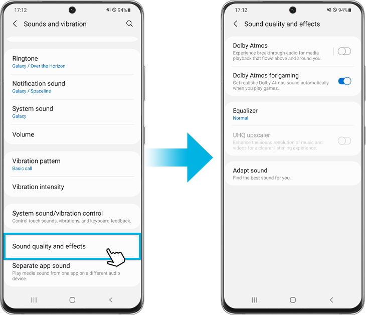 sound quality and effects settings