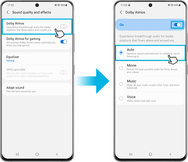 sound quality and effects settings
