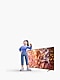 On the left, a large Galaxy Z Fold7 in blue is placed, showing a 3D character of a daughter on a video call with her mother. In front of it, the back view of a female character in a running clothes is seen, waving to her mother on the call while facing the Galaxy Z Fold7. At the center of the phone’s screen, the mother’s face is displayed, with a small window at the top left corner showing the daughter’s face. At the bottom right, next to the female character, a Bespoke Jet Bot Combo AI is placed.