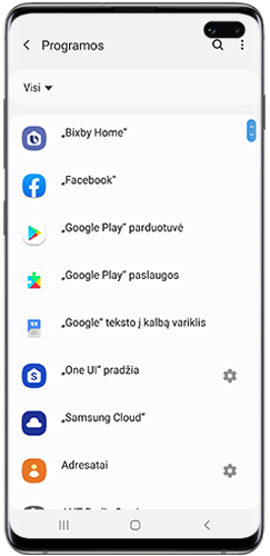 Pasirinkite programėlę, kurią norite perkelti