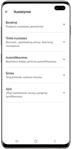 Nueikite į savo paskyros nustatymus