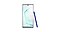 Front-facing view of a Galaxy Note10 with a blue S Pen leaning against its right side