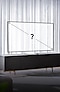 An illustration image of TV shape with question mark about TV size is placed on the table.