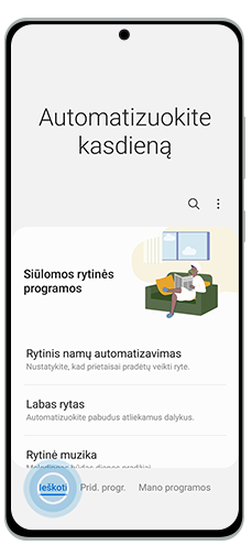 Rekomenduotų „Bixby Routines“ sąrašas