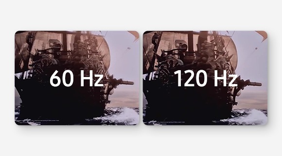 du vaizdai, kuriuose palyginami atnaujinimo dažniai