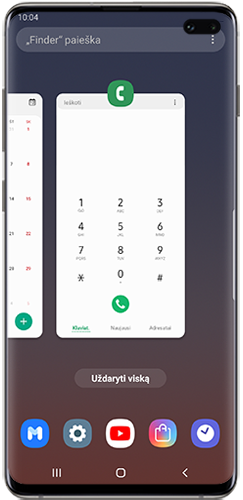 Rodomos padalinto ekrano rodinio ir iškylančiojo rodinio parinktys