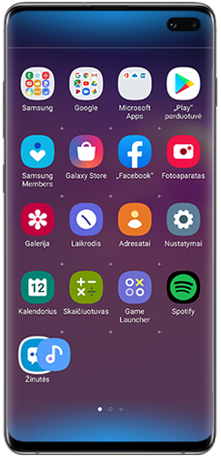Palieskite ir palaikykite ant programos