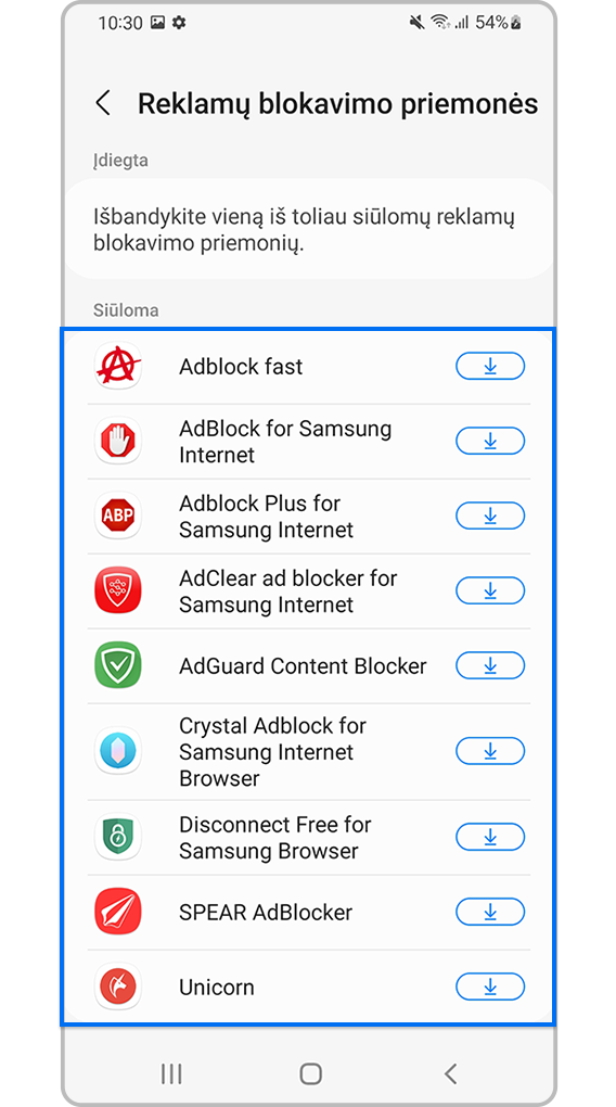 Pasirinkite iš siūlomų programų