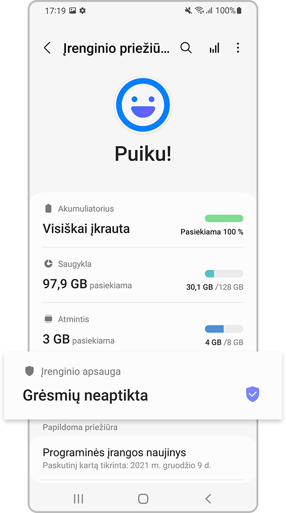 Pasirinkite įrenginio apsaugą