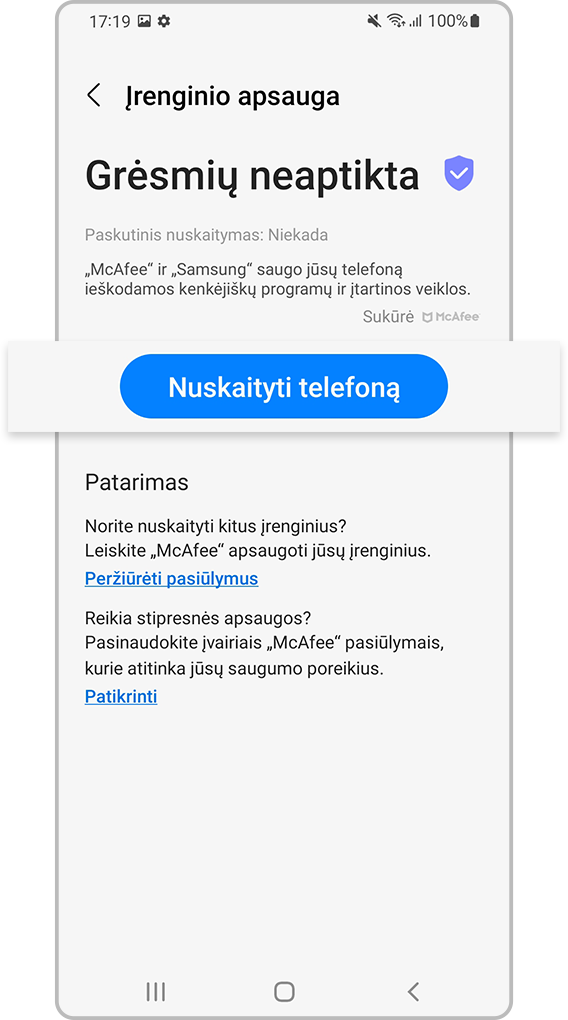Palieskite „Nuskaityti telefoną“