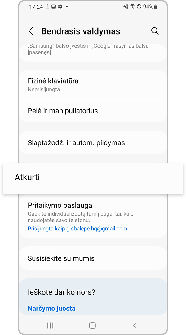 Pasirinkite „Atkurti“