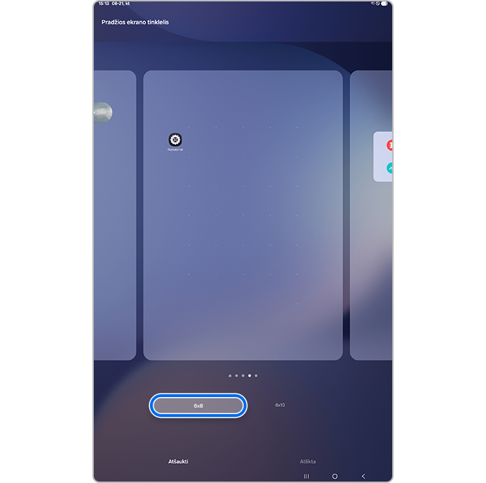 Pasirinkite tinklelį ekrano apačioje