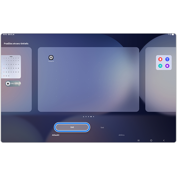 Pasukite ekraną ir pasirinkite tinklelio parinktį