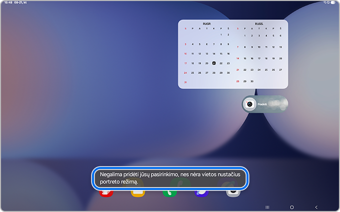 Įspėjimas, nurodantis nepakankamą vietą